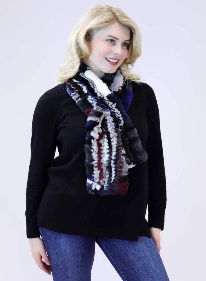 surell 50" Long Rex Rabbit Pull-Through Scarf - Womens Neck Trim Scarf - Winter Collar Wrap (Multi) - Image 3